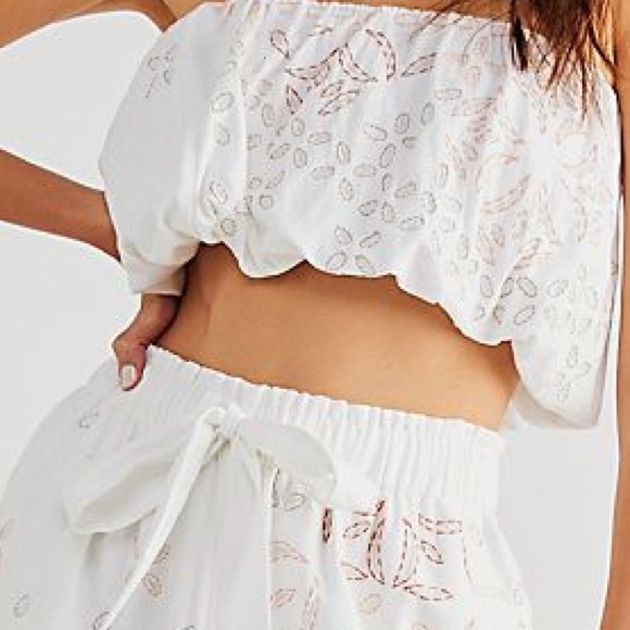 FREE PEOPLE WEEKENDER SET EMBROIDERED IVORY COMBO COTTON FULLY LINED SZ M, L - Picture 6 of 15